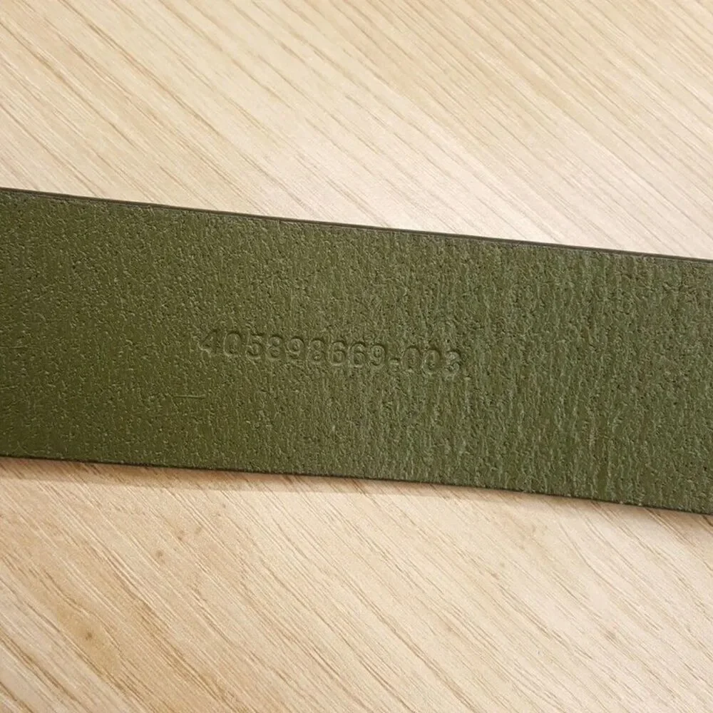 POLO RALPH LAUREN Belt Mens Size 32 Green Pebbled Leather Gold Buckle Pony